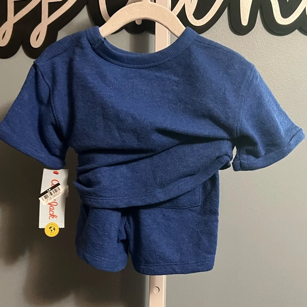 Cat & Jack Blue 'Later Gator” 2 piece Terrycloth Short Sleeve Top and Short Set